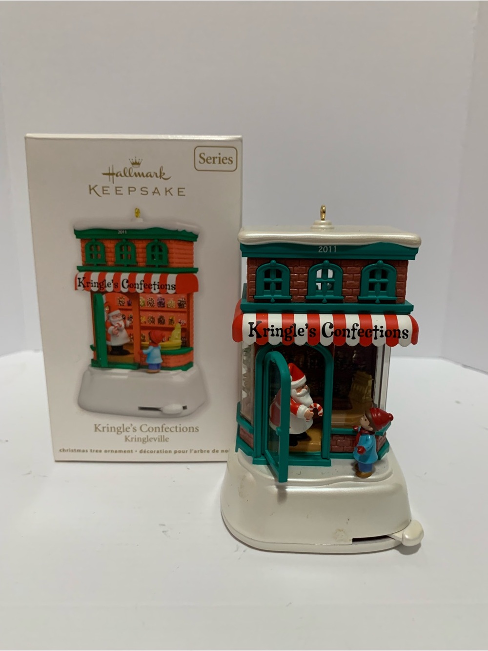 Hallmark Kringle's Confections Ornament - Teal, Red & White
